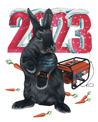 Merry Christmas Black Rabbit Sticker
