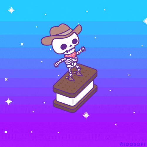 Ice Cream Sandwich Skeleton GIF by 100 Soft