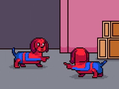 Dog Spiderman GIF by Abstract HotDogs