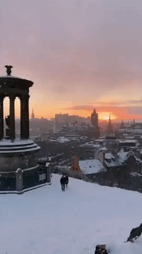 'Epic Sunset' Seen Over Snowy Edinburgh Amid Record Low Temperatures
