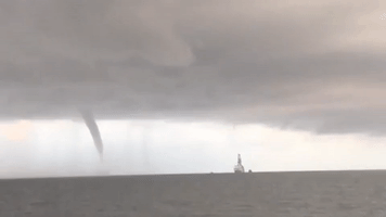Waterspout Spins Close to Ship in Gulf of Mexico