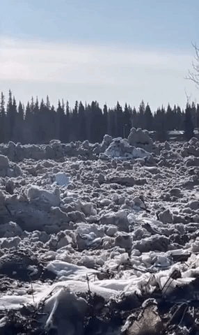 Large Chunks of Ice and Flooding Seen