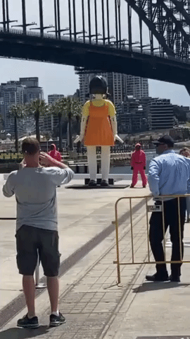 Giant 'Squid Game' Doll Appears in Sydney Harbour