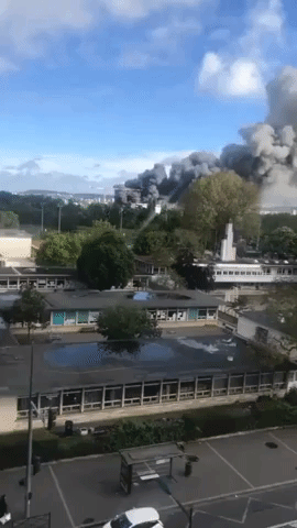 Smoke Rises From Chemical Plant Fire in Paris Suburb