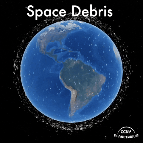 ccnyplanetarium giphyupload earth space debris ccnyplanetarium GIF
