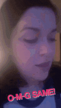 Video gif. A woman dramatically turns and says the words that appear. Text, "OMG Same!"