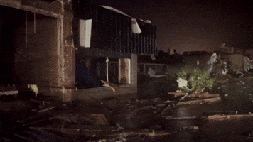Lightning Illuminates Tornado Damage in Southern Oklahoma