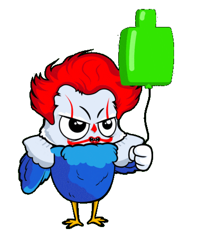 Clown Owl Sticker by BigBrains