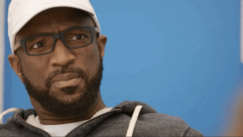 Reality TV gif. Rickey Smiley on Real Housewives of Atlanta is speechless, looking stunned, frowning with his eyes wide and blinking. 