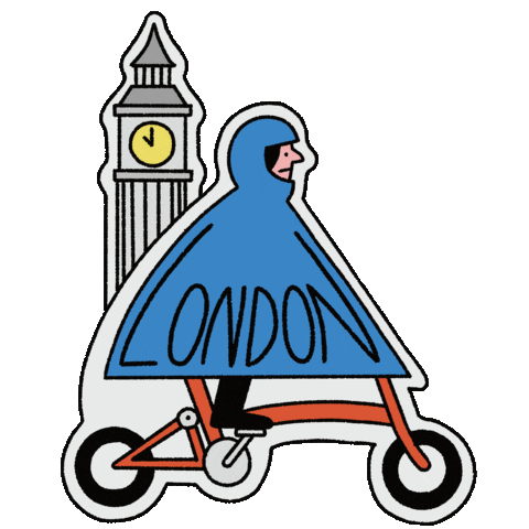 BromptonBicycle london cycling rainy day big ben Sticker