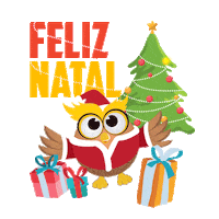 corujao natal feliz natal hohoho presente Sticker