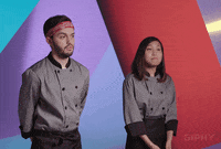 Video gif. Man and woman dressed in chef outfits nod while saying, “Yep.”