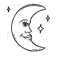 steph_fireflyatelier black and white stars moon simple Sticker