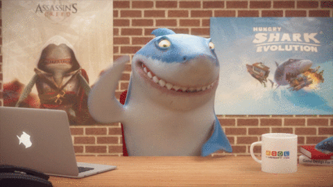 hungry-shark giphyupload happy work morning GIF