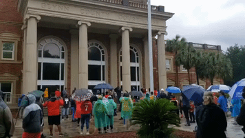 Protesters Gather Outside Glynn County Courthouse as Ahmaud Arbery Murder Suspects Face Judge