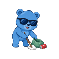 BlueYupBear trash cleaning garbage recycling Sticker