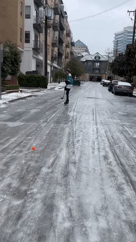 Icy Streets Turn Into Hockey Rink for Dallas Residents