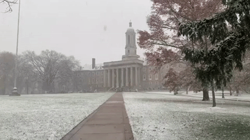 Fluffy Snow Covers Penn State's Main Campus