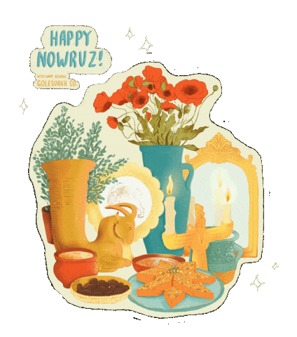 Pahlavi Happy Nowruz Sticker by Golesorkh Co.
