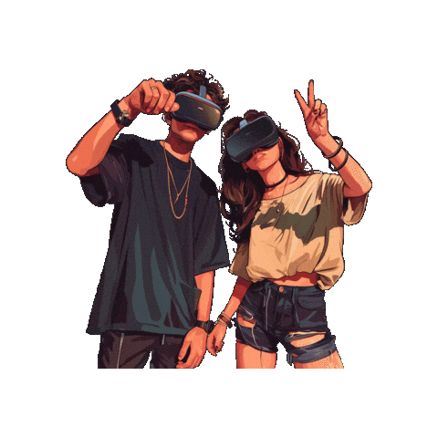 Virtual Reality Couple Sticker by Preneura