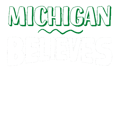 Text gif. Giant black and green letters read, "Michigan believes, abortion is, healthcare."