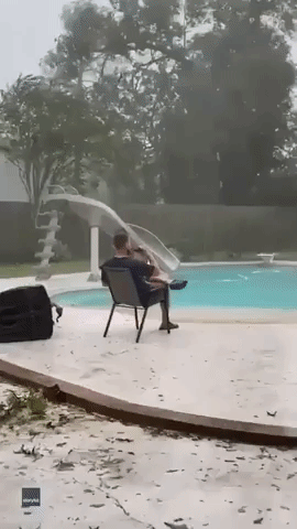 Louisiana Man Enjoys BeerDuring Hurricane Delta
