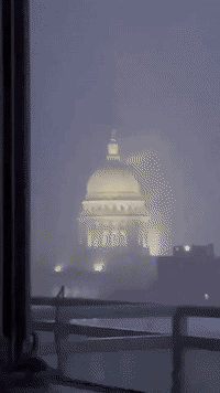 Rain Lashes Around Wisconsin State Capitol During Stormy Weather