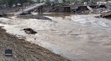 Collapsed Bridge Seen in Ahrweiler Amid Efforts to Recover Flood-Struck German Towns