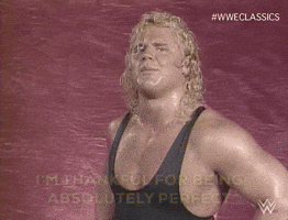 TV gif. Mr. Perfect poses against a pink background with his hand on his hip, smiling proudly while saying, "I'm thankful for being absolutely perfect," which appears as text.
