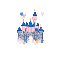 ProjectMagicInc balloons its lit cinderella castle sleeping beauty castle Sticker