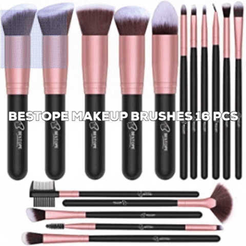 firstmomy giphygifmaker bestope makeup brushes 16 pcs makeup brush set premium synthetic foundation brush please touch the image above GIF