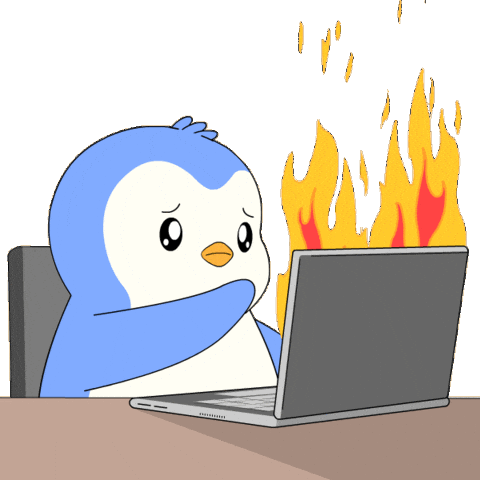 Working On Fire Sticker by Pudgy Penguins