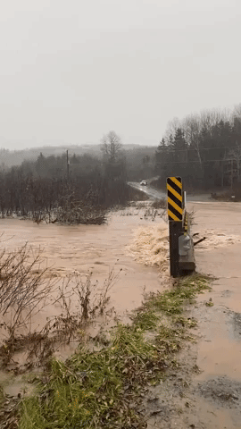 Heavy Rain Floods Roadways in Antigonish County, Nova Scotia