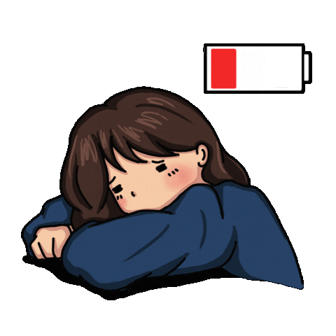 tired girl Sticker by HAPPI HAPPU
