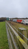 Long Lines of Trucks Queue Outside Port of Dover