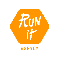 runitagency logo spinny run it run it agency Sticker