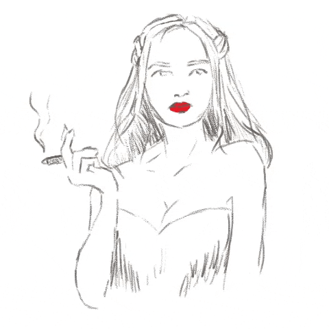 veebeearts girl aesthetic smoking decoration GIF