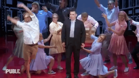 publictheaterny giphygifmaker kick musical pose GIF