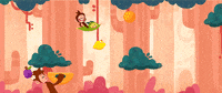 thisisteeandmo kids monkey flying fruit GIF