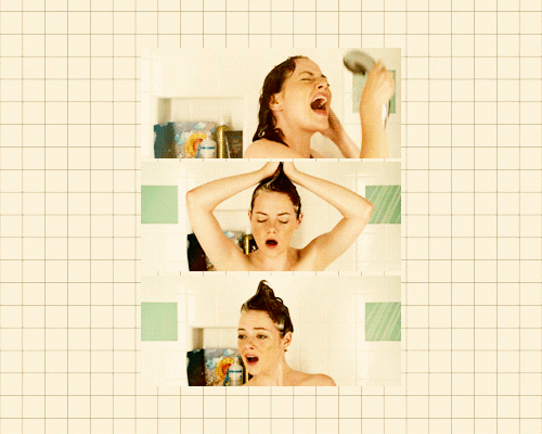 emma stone singing in the shower GIF