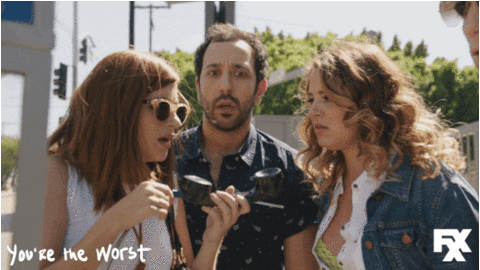 aya cash sigh GIF by You're The Worst 