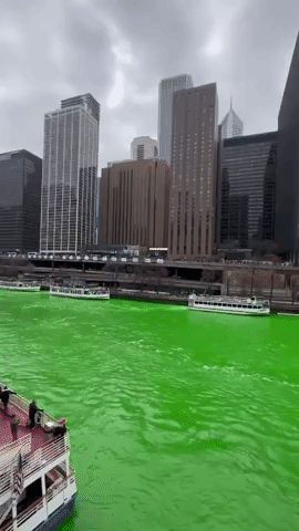 Chicago River Glows Green for St. Patrick's Day