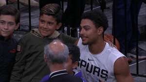 bryn forbes player-fan interaction GIF by NBA