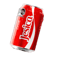 Sponsored gif. A red can of Coca-Cola with the name "Jesica" slides in from the left, pauses, and slides to the right offscreen.