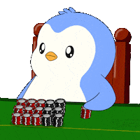 Poker Face Win Sticker by Pudgy Penguins