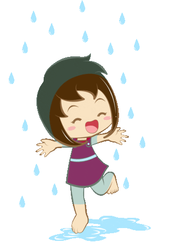 tikaalodia giphyupload happy girl rain Sticker