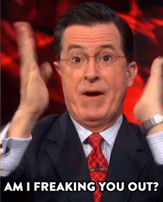 freaking out stephen colbert GIF