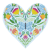 leximayde heart flowers folk art leximayde Sticker