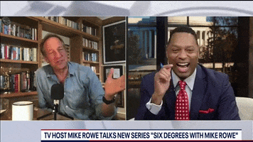 FOX5DC laughing news anchor mike rowe six degrees GIF