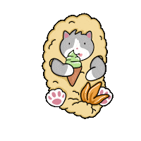 Theluckyneko ice cream neko funny cat fat cat Sticker